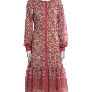 Sezane Pink Floral Long Sleeve Dress